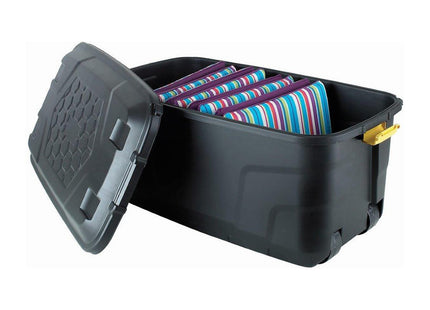 Strata The Buffalo Box - Extra Long Wheeled 145 Litre Plastic Mobile Storage Trunk, Toy Box, Garden, Tool Box