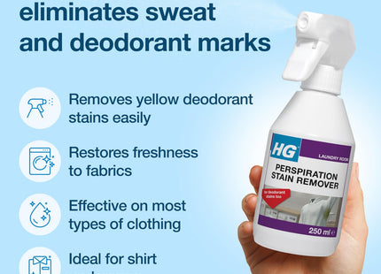 HG Perspiration Stain Remover Removes Sweat Marks from Clothing 250ml