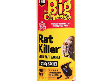 STV The Big Cheese Rat Killer Grain Bait Sachet - 150g Kills Rats Pre-Measured Single-Use Chew Through Sachet Difenacoum, Blue