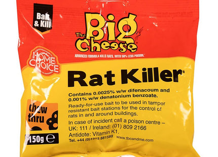 STV The Big Cheese Rat Killer Grain Bait Sachet - 150g Kills Rats Pre-Measured Single-Use Chew Through Sachet Difenacoum, Blue
