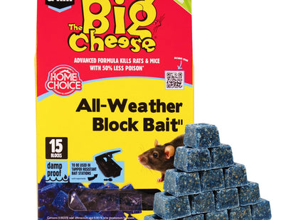 STV The Big Cheese All-Weather Bait Block 15 x, Weather-Resistant Pet Safe 10g
