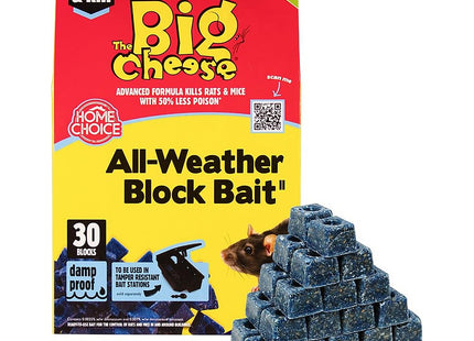 STV The Big Cheese All-Weather Rodent Block 30 x, Weather-Resistant Pet Safe 10g