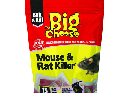 STV The Big Cheese Mouse & Rat Killer Pasta Sachet - 10g x 15 Kills Mice and Rats Pre-Measured Chew Through Sachets Difenacoum, Red