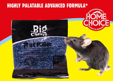STV The Big Cheese Rat & Mouse Killer Grain Bait Sachet - 25g x 6 Kills Mice Pre-Measured Chew Through Sachet Difenacoum, Blue