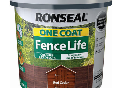 Ronseal One Coat Fence Life, Red Cedar, 5 Litre RSLOCFLCE5L