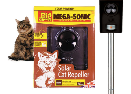 STV The Big Cheese Mega-Sonic Solar Cat Repeller Effective Humane Alternative Professional Motion-Activated Ultrasonic Cat Repellent for Gardens UK