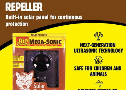 STV The Big Cheese Mega-Sonic Solar Cat Repeller Effective Humane Alternative Professional Motion-Activated Ultrasonic Cat Repellent for Gardens UK