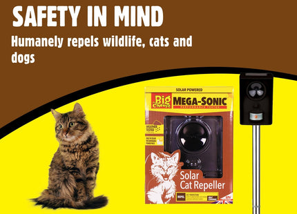 STV The Big Cheese Mega-Sonic Solar Cat Repeller Effective Humane Alternative Professional Motion-Activated Ultrasonic Cat Repellent for Gardens UK