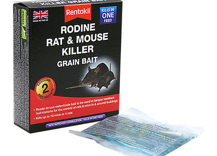 Rentokil Rodine Rat and Mouse Killer Grain Bait 2 Sachets PSMR11