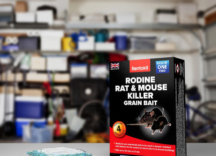 Rentokil Rodine Rat & Mouse Killer Grain Bait - Rodent Poison - 4 Sachets