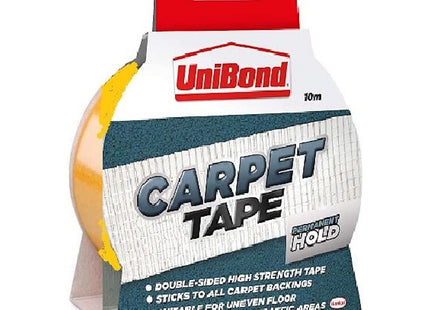UniBond Permanent Carpet to Floor Tape High Strength Adhesive - 50 mm x 10 m, Yellow 1415416