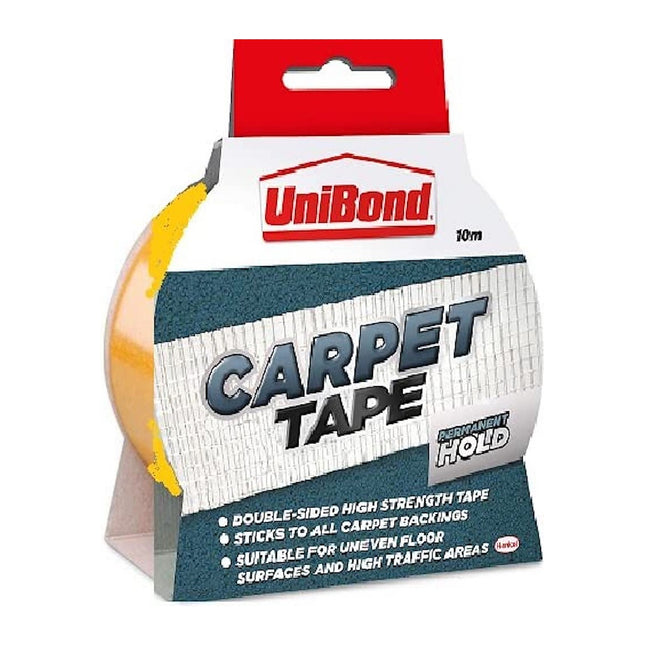 UniBond Permanent Carpet to Floor Tape High Strength Adhesive - 50 mm x 10 m, Yellow 1415416