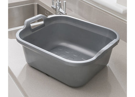 Addis Large Rectangular 10 Litre Washing Up Bowl with Handles, Metallic Silver, 39 x 32 x 14 cm 517935