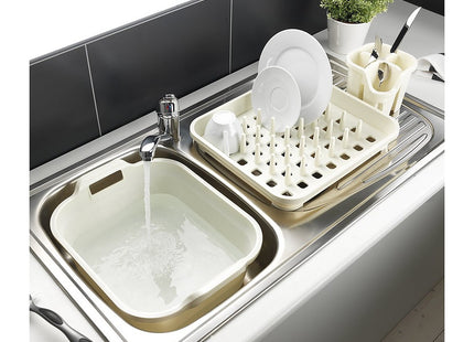 Addis Large Rectangular 10 Litre Washing up bowl with handles, Linen Cream, 39 x 32 x 14 cm 517937