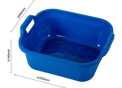 Addis Large Rectangular 10 Litre Washing Up Bowl with Handles, Cobalt Blue, 39 x 32 x 14 cm 517951