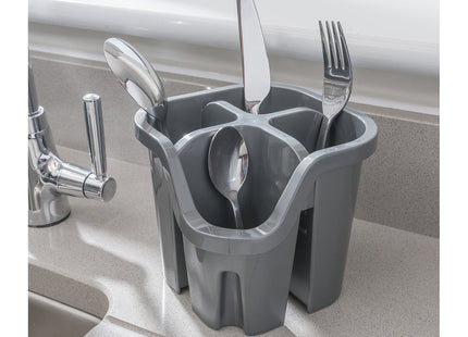 Addis Cutlery Utensil Drainer Caddy with 4 Compartments, Black, 14 x 14 x 13 cm 517939