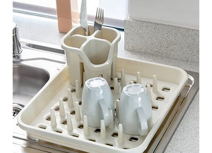 Addis Dish Drying Rack In Linen, 38 x 33.5 x 5 cm