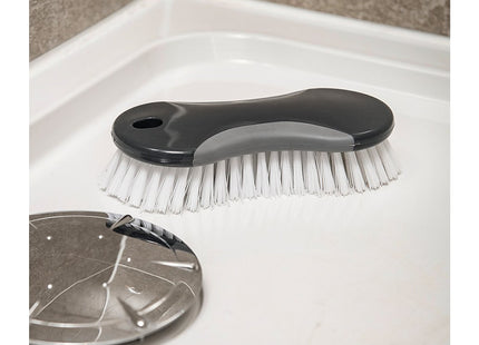 Addis ComfiGrip Scrubbing Brush With Soft Rubberised Grip And Durable Bristles, 16.5 x 8 x 5 cm, Metallic Graphite
