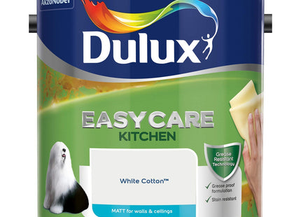 Dulux Easycare Kitchen Matt Emulsion Paint For Walls And Ceilings - White Cotton 2.5 Litre