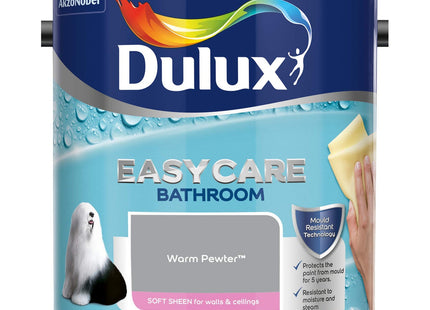 Dulux Easycare Bathroom Soft Sheen Emulsion Paint For Walls And Ceilings - Warm Pewter 2.5 Litre