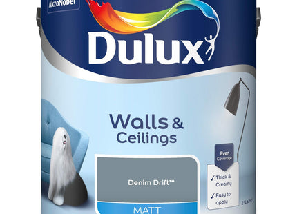 Dulux Walls & Ceilings Matt Emulsion Paint, Denim Drift, 2.5 Litre
