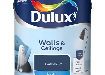 Dulux Walls & Ceilings Matt Emulsion Paint, Sapphire Salute, 2.5 Litre 5293076