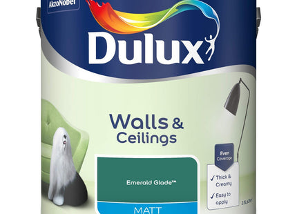 Dulux Walls & Ceilings Matt Emulsion Paint, Emerald Glade, 2.5 Litre