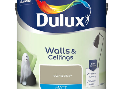 Dulux Walls & Ceilings Matt Emulsion Paint, Overtly Olive, 2.5 Litre