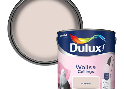 Dulux Walls & Ceilings Matt Emulsion Paint, Blush Pink, 2.5 Litre