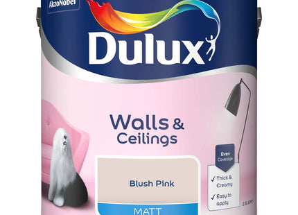 Dulux Walls & Ceilings Matt Emulsion Paint, Blush Pink, 2.5 Litre