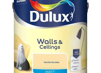 Dulux Walls & Ceilings Matt Emulsion Paint, Vanilla Sundae, 2.5 Litre