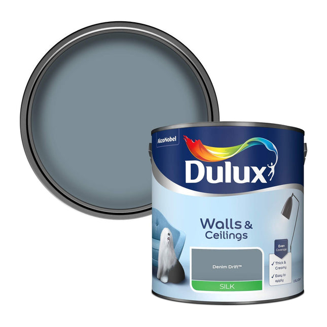 Dulux Walls & Ceilings Silk Emulsion Paint, Denim Drift, 2.5 Litre