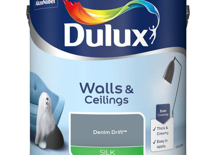 Dulux Walls & Ceilings Silk Emulsion Paint, Denim Drift, 2.5 Litre