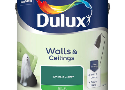 Dulux Walls & Ceilings Silk Emulsion Paint, Emerald Glade, 2.5 Litre