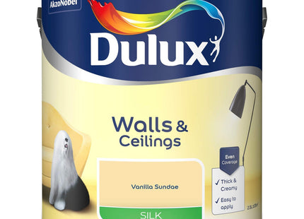 Dulux Walls & Ceilings Silk Emulsion Paint, Vanilla Sundae, 2.5 Litre