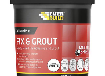 Everbuild 703 Fix & Grout Tile Adhesive Brilliant White 750g