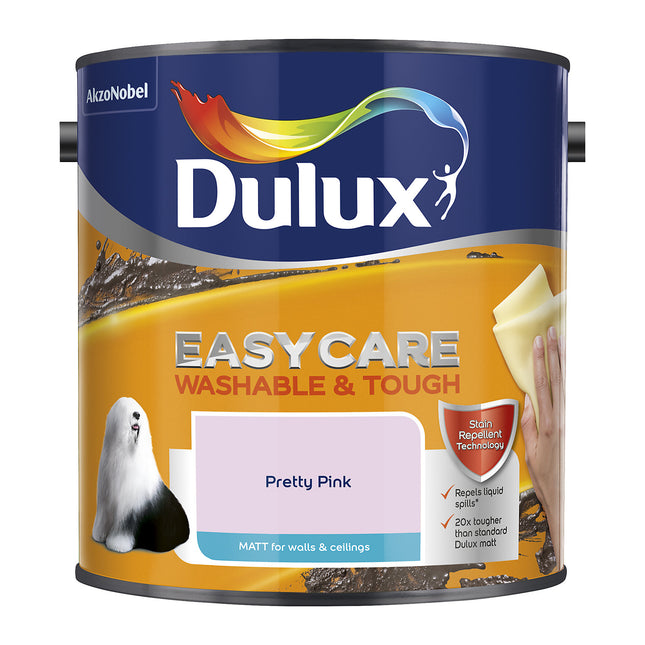 Dulux Easycare Washable & Tough Matt Emulsion Paint For Walls And Ceilings - Pretty Pink 2.5 Litre