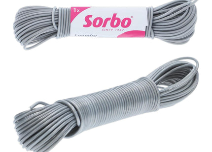 Sorbo Steel Core Clothes Line, 20 metre length washing line, heavy duty core with a flexible costing for non-Slip ease of use