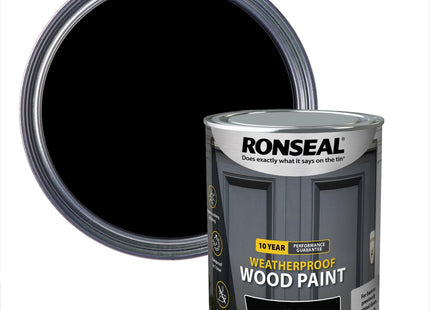 Ronseal 10 Year Weatherproof 2-in-1 Wood Paint Black Gloss 750ml
