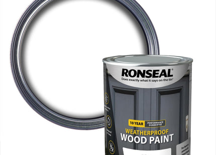 Ronseal 10 Year Weatherproof 2-in-1 Wood Paint White Gloss 750ml