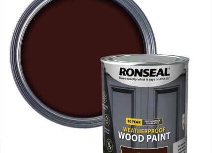 Ronseal 10 Year Weatherproof 2-in-1 Wood Paint Chestnut Gloss 750ml