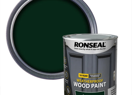 Ronseal 10 Year Weatherproof 2 in 1 Wood Paint Racing Green Gloss 750ml