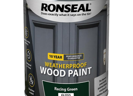 Ronseal 10 Year Weatherproof 2 in 1 Wood Paint Racing Green Gloss 750ml