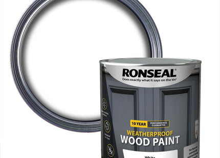 Ronseal 10 Year Weatherproof 2 in 1 Wood Paint White Gloss 2.5 Litre