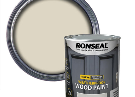 Ronseal 10 Year Weatherproof 2 in 1 Wood Paint Grey Stone Satin 750ml