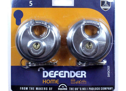 Squire Defender 70mm Discus Padlock, Silver DEFDC70T