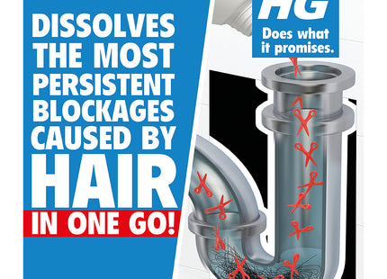 HG Drain & Plug Hair Unblocker, Removes Hair from Pipes & Drains 450ml