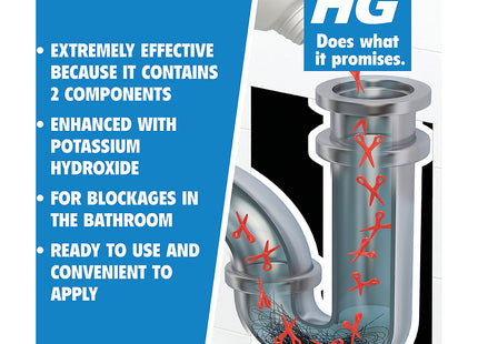 HG Drain & Plug Hair Unblocker, Removes Hair from Pipes & Drains 450ml