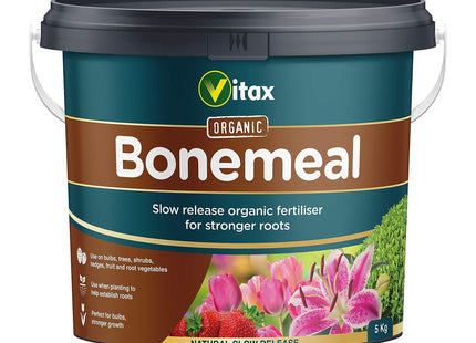 Vitax Bonemeal, Organic Fertiliser, Slow Release, Encourages Healthy Root Development, For All Plants, Vegetables And Fruit Trees- 5kg Tub