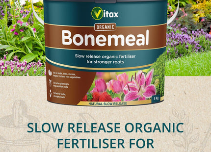 Vitax Bonemeal, Organic Fertiliser, Slow Release, Encourages Healthy Root Development, For All Plants, Vegetables And Fruit Trees- 5kg Tub